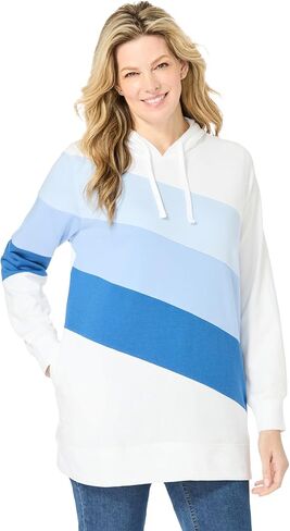 Woman Within Plus Size Color Block Hoodie Sweatshirt in Saudi Arabia