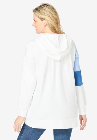 Woman Within Plus Size Color Block Hoodie Sweatshirt in Saudi Arabia