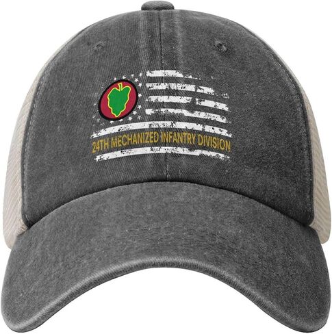 Us Army 24th Mechanized Infantry Division USA America Flag Vintage Adjustable Cowboy Mesh Baseball Cap Unisex Outdoor Trucker Hat8 in Saudi Arabia