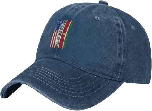America Half Suriname Flag Friendship Adjustable Classic Cowboy Baseball Cap Men Women Casual Dad Hat0 Navy Blue in Saudi Arabia