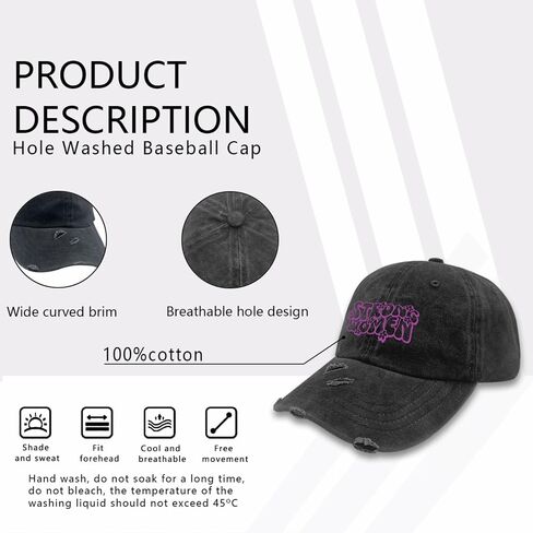 Strong Women Women's Day Hat for Men Washed Distressed Baseball Caps Low Washed Running Hats Light Weight in Saudi Arabia