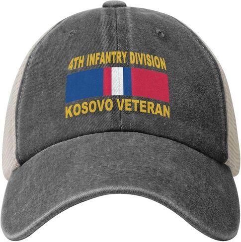 Us Army 4th Infantry Division Kosovo Veteran Adjustable Cowboy Mesh Baseball Cap Unisex Outdoor Trucker Hat2 in Saudi Arabia
