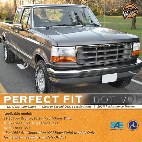 المصابيح الأمامية للهالوجين للفترة 1992-1997 Ford F-150 F-Super Duty / 92-98 F-250 F-350 / 92-96 Ford Bronco Presection Bradiance مع زوايا وأضواء إشارة in Saudi Arabia