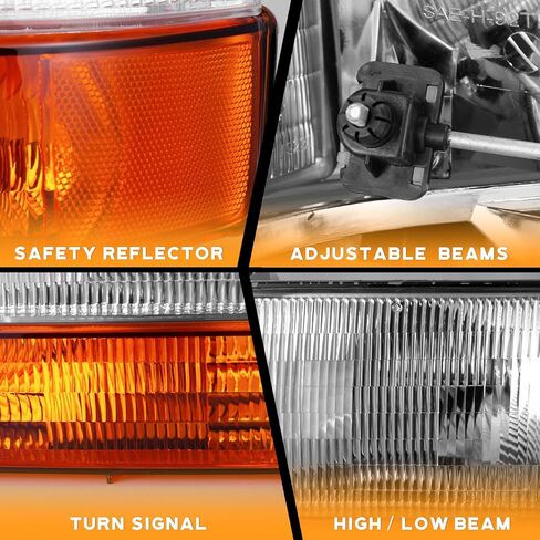 المصابيح الأمامية للهالوجين للفترة 1992-1997 Ford F-150 F-Super Duty / 92-98 F-250 F-350 / 92-96 Ford Bronco Presection Bradiance مع زوايا وأضواء إشارة in Saudi Arabia
