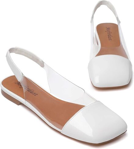 Mofirdast براءة اختراع جلدية واضحة حزام مربع مضخات slingback ، وأحذية كعب الكعب المنخفض بلوك متعدد الألوان للنساء حفلات الزفاف حفلات حفلات الزفاف in Saudi Arabia