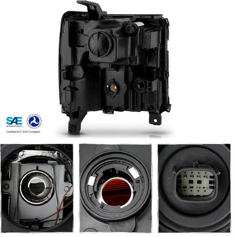 Akkon - Fits 2016-2019 Chevy Silverado 1500 [Hid/Xenon Type] المصابيح الأمامية كروم الإسقاط مع LED STARK LAMP RESANGER in Saudi Arabia