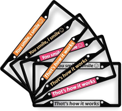 Personalized with Custom Text Design - 4 Hole Black Metal Laser Engraved US Standard Size - Car License Plate Frame with Free caps - Black/White Text (Qty: 1 Frame) in Saudi Arabia