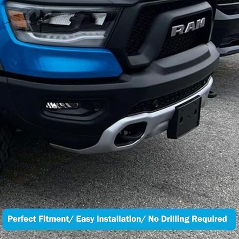 Front License Plate Frame for Dodge Ram 1500 DT Rebel & TRX ONLY 2019-2024 Front Bumper License Tag Plate Holder Mounting Bracket Replace # 68274219AD (NOT FIT for DS/Classic and Other DT Bumper) in Saudi Arabia