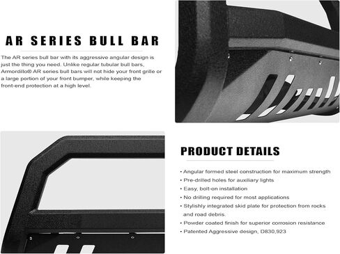 Armordillo Ar Bull Bar مع 2x KC Hilites 6 "أضواء الضباب المستديرة تناسب 1998-2011 Ford Ranger 8730904 محكم الحرس الأسود الحارس الوفير | مصابيح الضباب Apollo Pro Lights in Kuwait