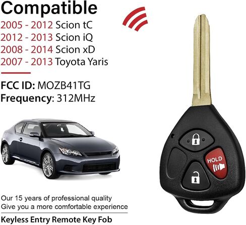 2 Keylessbest Replacement for 2011 2012 2013 2014 Toyota Scion tC iQ xD Yaris Key Fob Remote Control MOZB41TG 3 Buttons 312MHz in Saudi Arabia