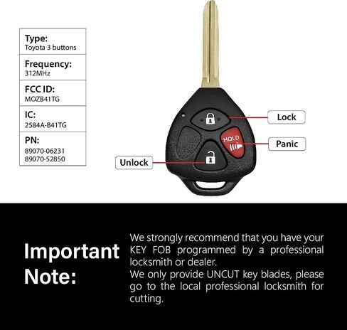 2 Keylessbest Replacement for 2011 2012 2013 2014 Toyota Scion tC iQ xD Yaris Key Fob Remote Control MOZB41TG 3 Buttons 312MHz in Saudi Arabia