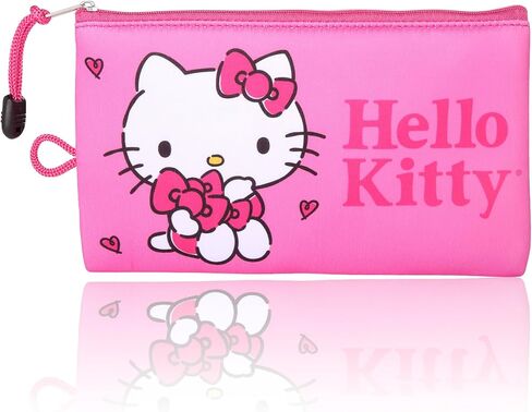 Hello Kitty Makeup Bag ترخيص رسمي ، Pink Neoprene Zip Pouch للسفر ، حقيبة قلم رصاص لطيفة وحقيبة قلم رصاص in Saudi Arabia