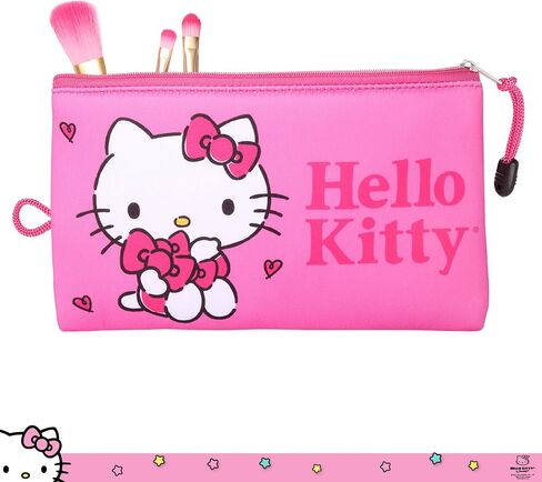 Hello Kitty Makeup Bag ترخيص رسمي ، Pink Neoprene Zip Pouch للسفر ، حقيبة قلم رصاص لطيفة وحقيبة قلم رصاص in Saudi Arabia