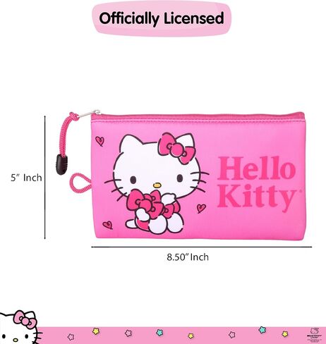 Hello Kitty Makeup Bag ترخيص رسمي ، Pink Neoprene Zip Pouch للسفر ، حقيبة قلم رصاص لطيفة وحقيبة قلم رصاص in Saudi Arabia