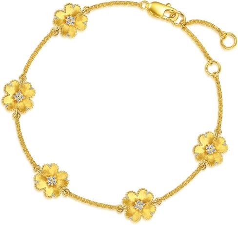 CHOW SANG SANG 999 24K Solid Gold Rhyme Four-Leaf Clover Diamond Bracelet for Women 18cm 95801B in Saudi Arabia