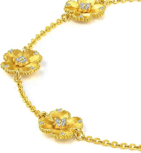 CHOW SANG SANG 999 24K Solid Gold Rhyme Four-Leaf Clover Diamond Bracelet for Women 18cm 95801B in Saudi Arabia