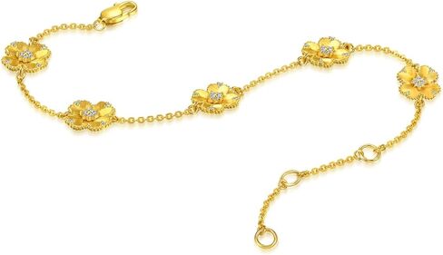 CHOW SANG SANG 999 24K Solid Gold Rhyme Four-Leaf Clover Diamond Bracelet for Women 18cm 95801B in Saudi Arabia