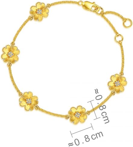 CHOW SANG SANG 999 24K Solid Gold Rhyme Four-Leaf Clover Diamond Bracelet for Women 18cm 95801B in Saudi Arabia
