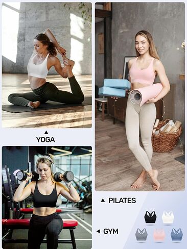 Adjustable Strappy Sports Bras for Women 3 Pack - Wireless Bra Set w/Moisture Control Seamless Gym & Yoga Wear in Saudi Arabia