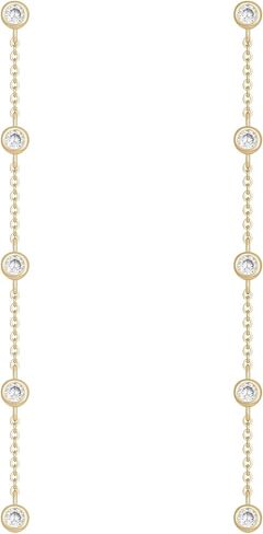 Dainty Pearl Drop Earrings | 18K Gold | 5 Pearl Droplet Earrings | Handmade Women's Drop & Linear Pearl Earrings in Saudi Arabia