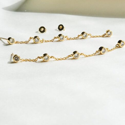 Dainty Pearl Drop Earrings | 18K Gold | 5 Pearl Droplet Earrings | Handmade Women's Drop & Linear Pearl Earrings in Saudi Arabia