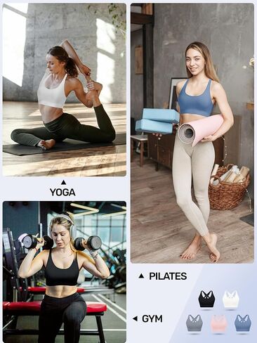 Adjustable Strappy Sports Bras for Women 3 Pack - Wireless Bra Set w/Moisture Control Seamless Gym & Yoga Wear in Saudi Arabia