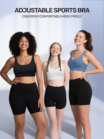 Adjustable Strappy Sports Bras for Women 3 Pack - Wireless Bra Set w/Moisture Control Seamless Gym & Yoga Wear in Saudi Arabia