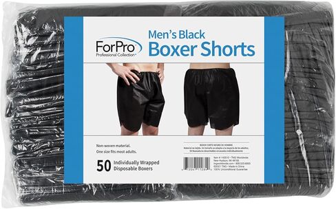 شورت الملاكم للرجال Forpro ، شورتات يمكن التخلص منها للتدليك ، الدباغة ، الشمع والخدمات الطبية ، ملفوفة بشكل فردي ، مقاس واحد يناسب أكثر ، أسود ، 10 عدادات in Saudi Arabia