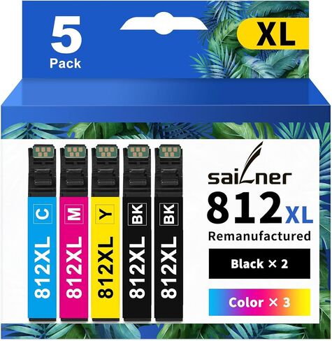 SAILNER 702XL Black Remanufactured Ink Cartridge Replacement for Epson 702 Ink cartridges 702XL for Workforce Pro WF-3720 WF-3730 WF-3733 Printer 2 Pack for Epson 702XL (Black, 2-Pack) in Saudi Arabia