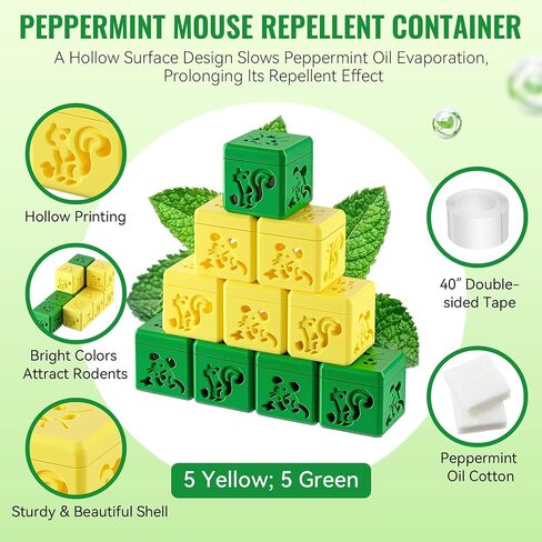 Dreyoo 10 Pack Peppermint Oil Container (Without Peppermint Oil), Reusable Mint Pouches with Absorbent Cotton Pads and Double Sided Tape in Saudi Arabia