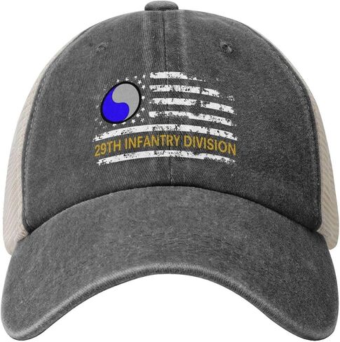 Us Army 29th Infantry Division USA America Flag Vintage Adjustable Cowboy Mesh Baseball Cap Unisex Outdoor Trucker Hat9 in Saudi Arabia
