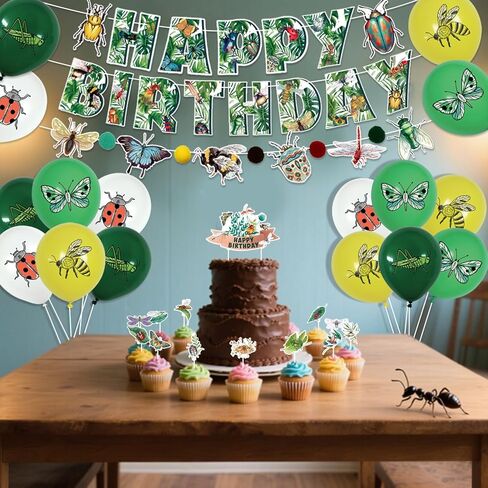 Reptile Party Decorations - Including Reptile Theme Balloons, Happy Birthday Banner, Cake Topper, Hanging Swirl, and Honeycomb Centerpieces for Safari Lizard Swamp Reptile Birthday Party Supplies in Kuwait
