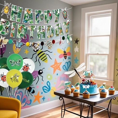 Reptile Party Decorations - Including Reptile Theme Balloons, Happy Birthday Banner, Cake Topper, Hanging Swirl, and Honeycomb Centerpieces for Safari Lizard Swamp Reptile Birthday Party Supplies in Kuwait