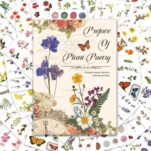 PRSTINCOL PIST PANING COSTERSER BOOK ، 52 SHOETS 500+ SCRAPBOOK ملصقات ، وملصقات الطلاء الزيتية عتيقة للبالغين والمراهقين ، مستلزمات Junk Journal for Scrapbooking Journaling DIY in Saudi Arabia