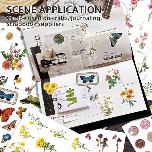 PRSTINCOL PIST PANING COSTERSER BOOK ، 52 SHOETS 500+ SCRAPBOOK ملصقات ، وملصقات الطلاء الزيتية عتيقة للبالغين والمراهقين ، مستلزمات Junk Journal for Scrapbooking Journaling DIY in Saudi Arabia