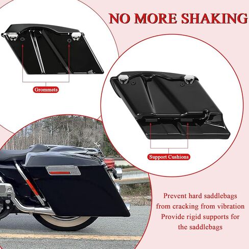 حلقات مطاطية لحقيبة السرج الصلبة من WOWTK ووسائد دعم يتم تركيبها لـ HD Harley Touring 2014-2024، من أجل Road Glide/Road King/Street Glide/Electra Glide/Ultra Limited Standard الموسعة/الممتدة in Saudi Arabia