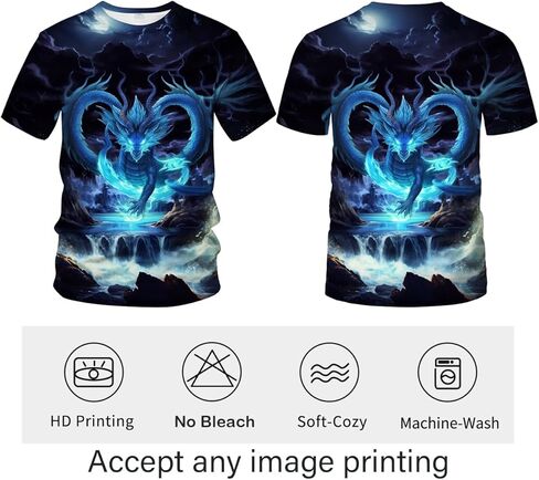 تي شيرت التنين الصيني التقليدي قميص رسم أنيمي مضحك in Kuwait