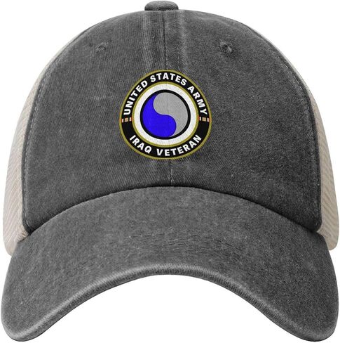 Us Army 29th Infantry Division Iraq Veteran Adjustable Cowboy Mesh Baseball Cap Unisex Outdoor Trucker Hat0 in Saudi Arabia
