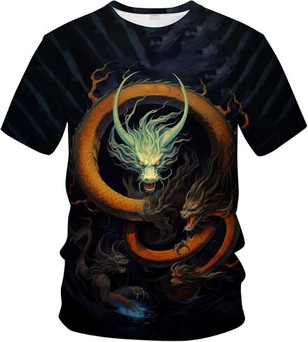 Traditional Chinese Dragon T-Shirt Funny Anime Graphic Tee Shirt in Kuwait