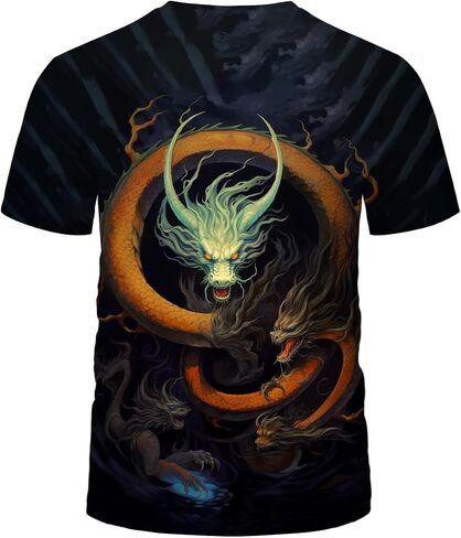 Traditional Chinese Dragon T-Shirt Funny Anime Graphic Tee Shirt in Kuwait
