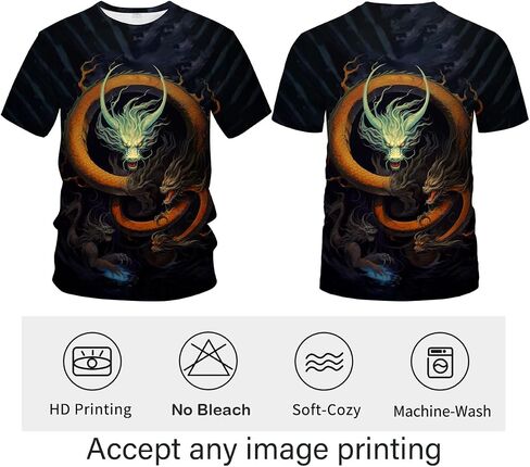 Traditional Chinese Dragon T-Shirt Funny Anime Graphic Tee Shirt in Kuwait