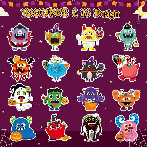 Haooryx Carnival Circus Sticker Rolls - 1000pcs Carnival & Circus Sticker Rolls Christmas Winter Xmas New Year Self-Adhesive Sticker Decals Gift Wrapping Cartoon Circus Animals Clowns GiftWrap Sticker in Saudi Arabia