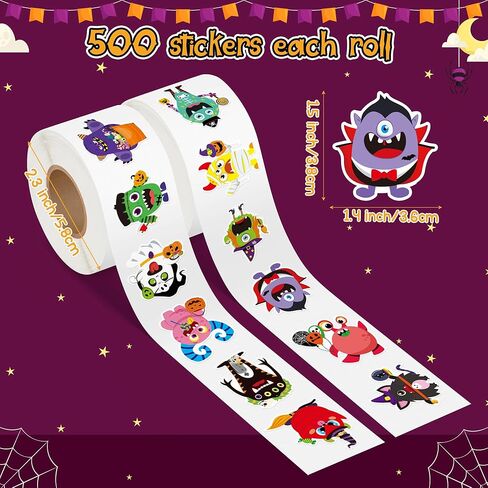 Haooryx Carnival Circus Sticker Rolls - 1000pcs Carnival & Circus Sticker Rolls Christmas Winter Xmas New Year Self-Adhesive Sticker Decals Gift Wrapping Cartoon Circus Animals Clowns GiftWrap Sticker in Saudi Arabia