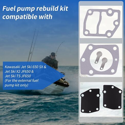 مجموعة إعادة بناء المضخة الوقود متوافقة مع 1987-1990 Kawasakijet Ski 650 SX JS650 ؛ 1989-1990 Kawasakijet Ski TSJF650 ؛ 1986-1990 Kawasakijet Ski X2JF650 (لمجموعة مضخة الوقود الخارجية فقط) in Saudi Arabia