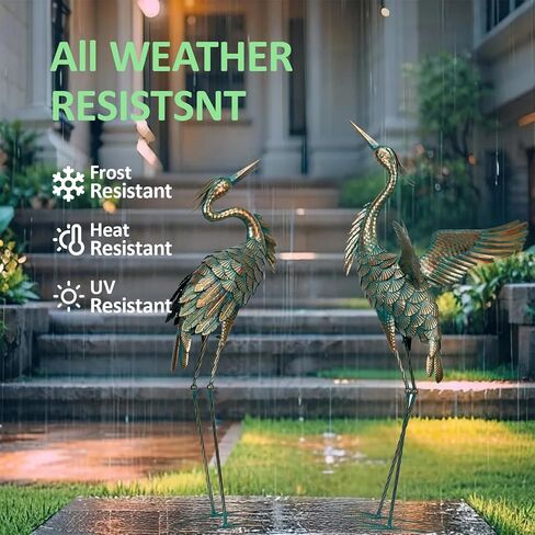 Natelf Metal Crane Garden Statues ، Heron Heron Outdoor Sculpture Decor for Patio Pond Yard 36-39 in in Saudi Arabia