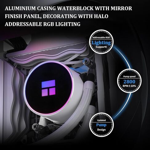 FW 360 Ultra ARGB Black CPU Water Cooler,3 PWM Fans Water Cooling System,IPS LCD Screen with 480x480 Resolution,for AM4/AM5&Intel LGA1700,CPU Liquid Cooler,2.44-inch Display in Kuwait