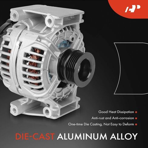 A-Premium Alternator Compatible with Saab 9-3 2005-2011, 9-3X 2010-2011, 2.0L, Automatic Transmission, 12V 120A 5-Groove Pulley Clockwise, Replace# 12762730, 0124425056 in Saudi Arabia