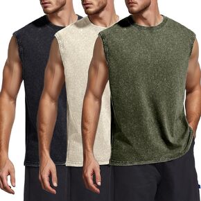 yimoon mens cotton cotton incluot tops accless acid wash tshirts قطعت قمصان العضلات in Kuwait