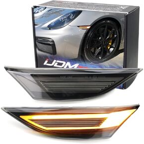 Ijdmtoy gt rs style refrated 3d Smoked Lens Amber Culle LED LED Morn Side Marker Kit ، متوافقة مع Porsche 911 (991) ، 718 Cayman و Boxster ، استبدال العنبر OEM أو صافي الجوانب in Saudi Arabia