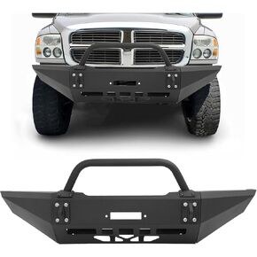 KUAFU Front Bumper Assembly Compatible with 1994-2002 Dodge Ram 1500 w/Winch Plate & Trailer Tow Ring Hole Powder Coated Black 2Packages 3Pcs in Saudi Arabia